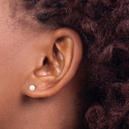 14K Gelbgold 3-4mm Rund Fwc Perle Vorderseite und Rückseite Kugel Ohrstecker