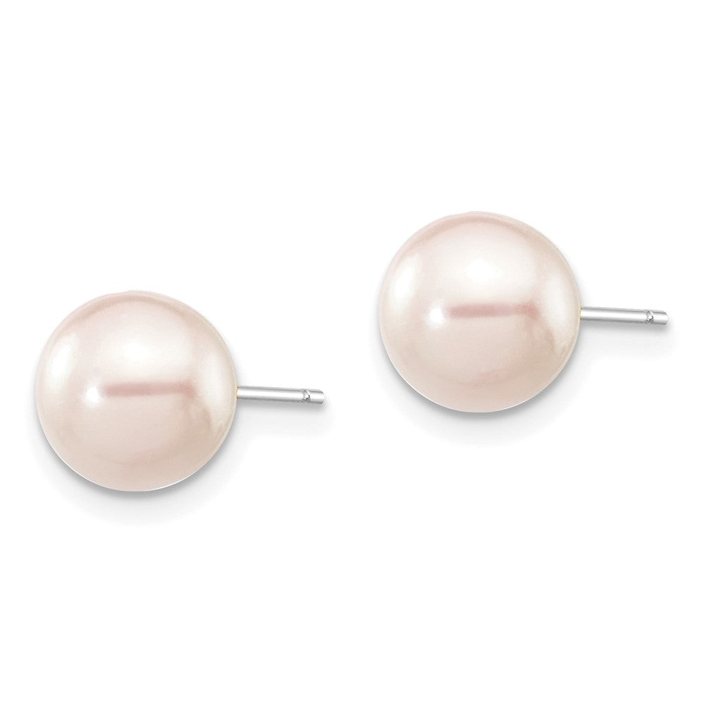 14K Weißgold 7 8mm Rund Akoya Salzwasser Zuchtperle Ohrstecker