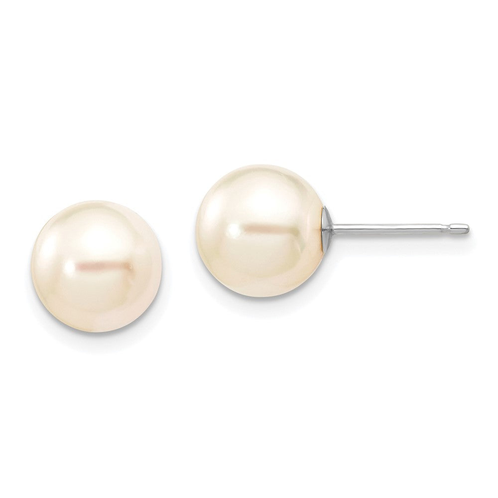 14K Weißgold 8 9mm Rund Akoya Salzwasser Zuchtperle Ohrstecker