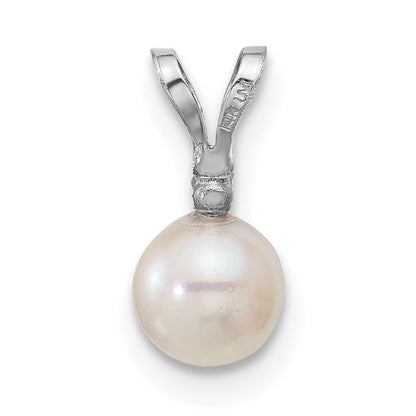 14K Weißgold 14K Weißgold 5-6mm Weiß Rund Akoya Salzwasser Zuchtperle Und.01 Karat Diamant Anhänger