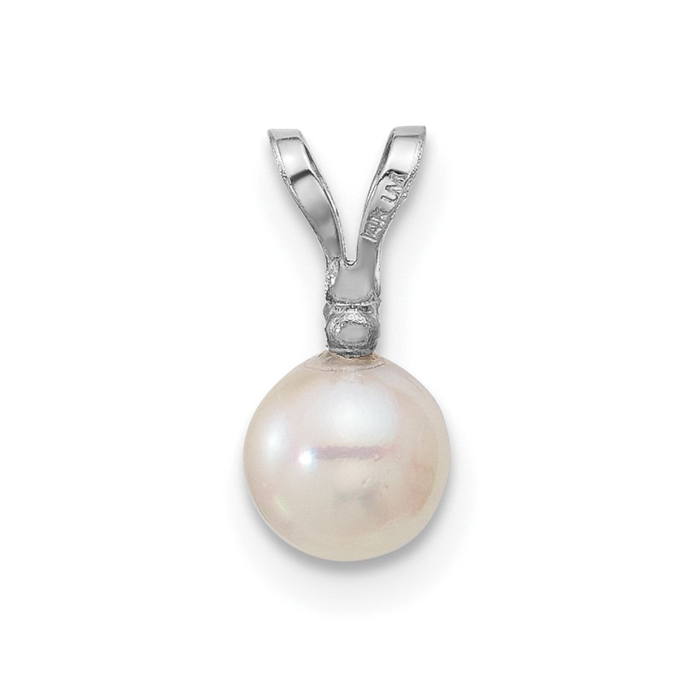 14K Weißgold 14K Weißgold 5-6mm Weiß Rund Akoya Salzwasser Zuchtperle Und.01 Karat Diamant Anhänger