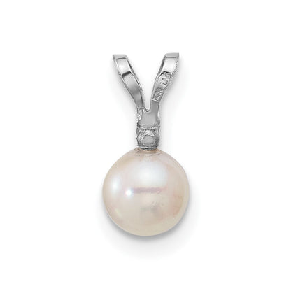 14K Weißgold 14K Weißgold 5-6mm Weiß Rund Akoya Salzwasser Zuchtperle Und.01 Karat Diamant Anhänger