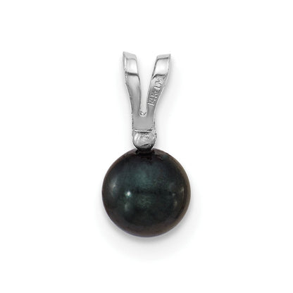 14K Weißgold 14K Weißgold 5-6mm Schwarz Rund Akoya Salzwasser Zuchtperle Und.01 Karat Diamant Anhänger