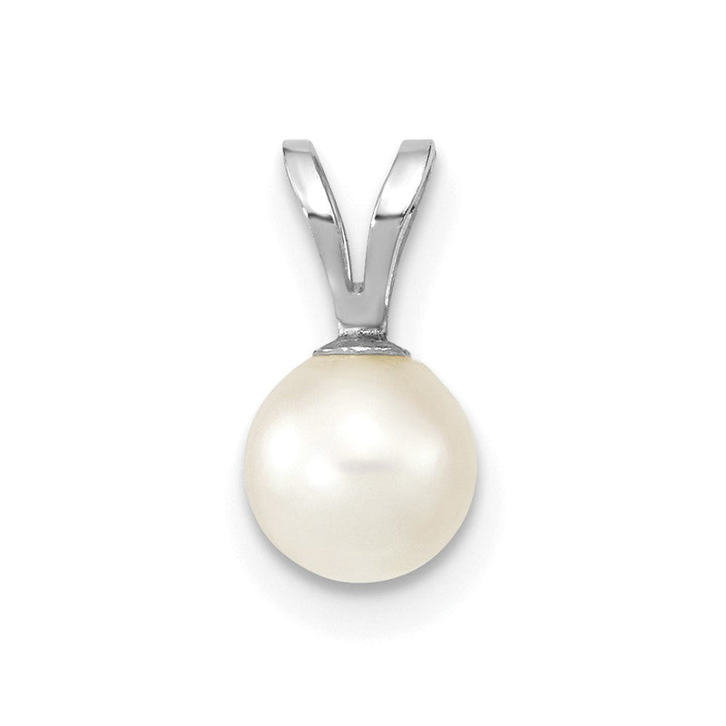 14K Weißgold 14K Weißgold 5-6mm Weiß Rund Akoya Salzwasser Zucht Anhänger