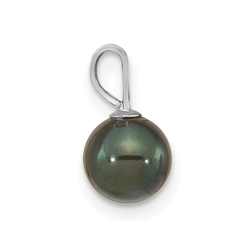 14K Weißgold 14K Weißgold 6-7mm Rund Schwarz Akoya Salzwasser Zucht Anhänger