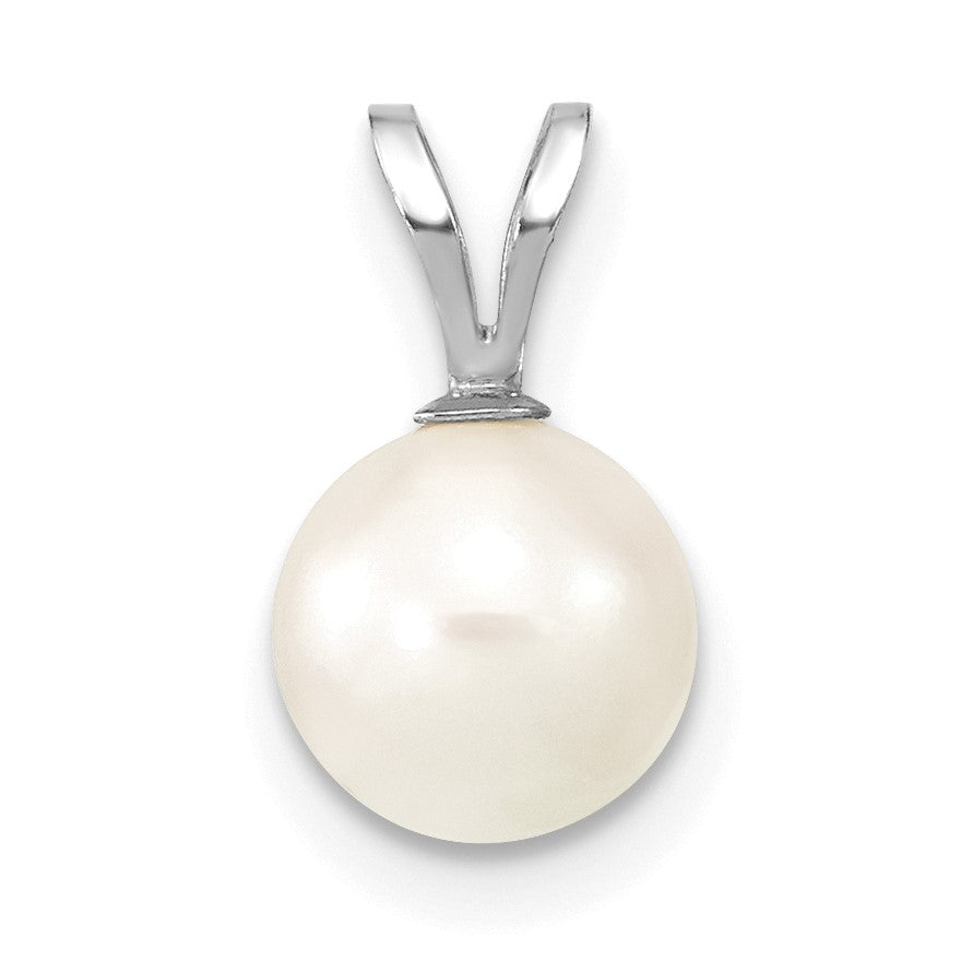 14K Weißgold 14K Weißgold 7-8mm Weiß Rund Akoya Salzwasser Zucht Anhänger