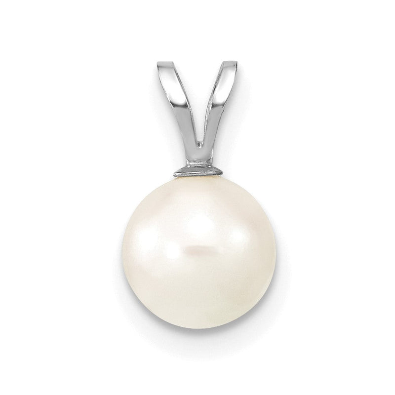 14K Weißgold 14K Weißgold 7-8mm Weiß Rund Akoya Salzwasser Zucht Anhänger