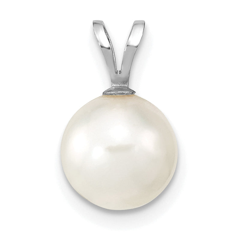 14K Weißgold 14K Weißgold 8-9mm Weiß Rund Akoya Salzwasser Zucht Anhänger