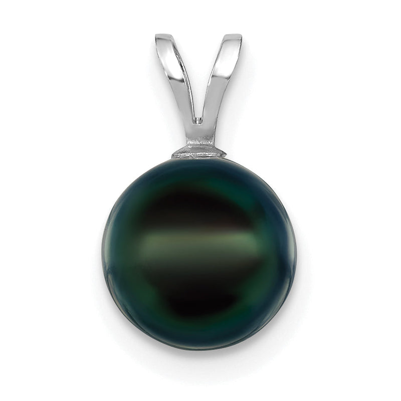 14K Weißgold 14K Weißgold 8-9mm Rund Schwarz Akoya Salzwasser Zucht Anhänger