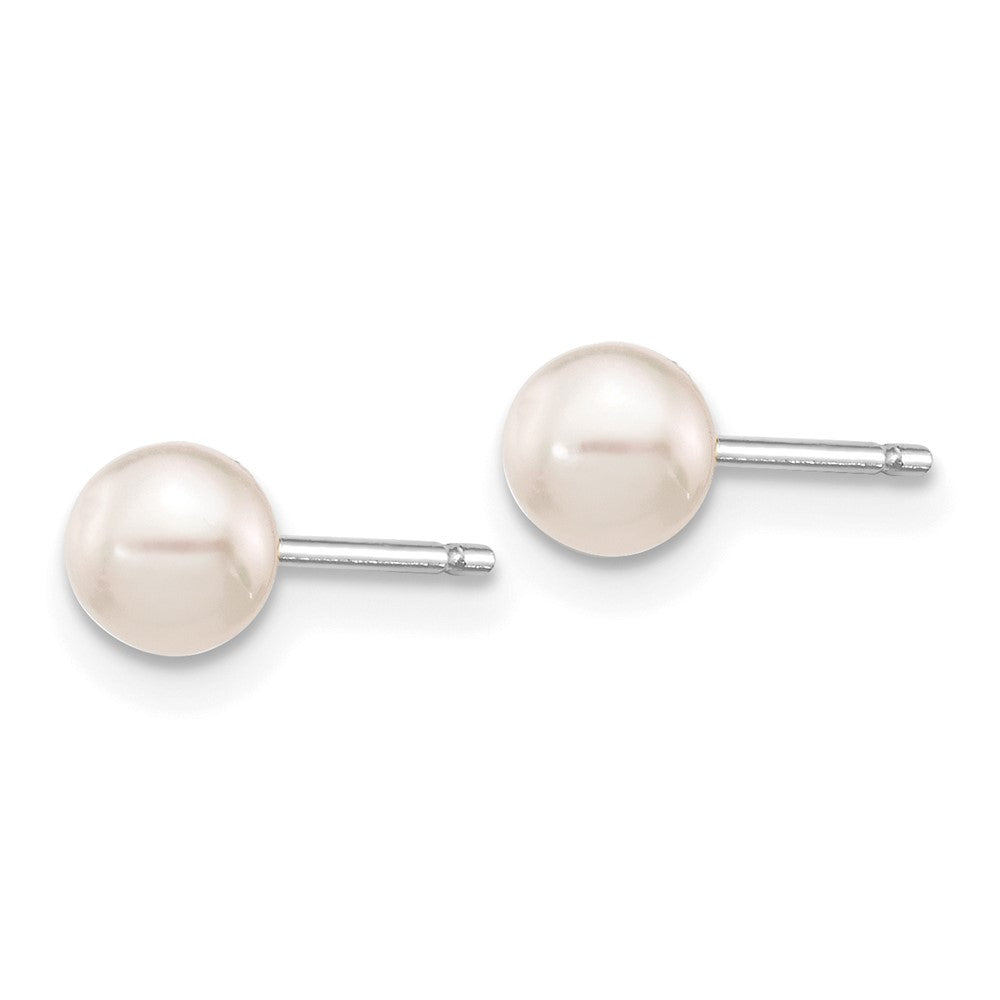 14K Weißgold 4 5mm Rund Akoya Salzwasser Zuchtperle Ohrstecker