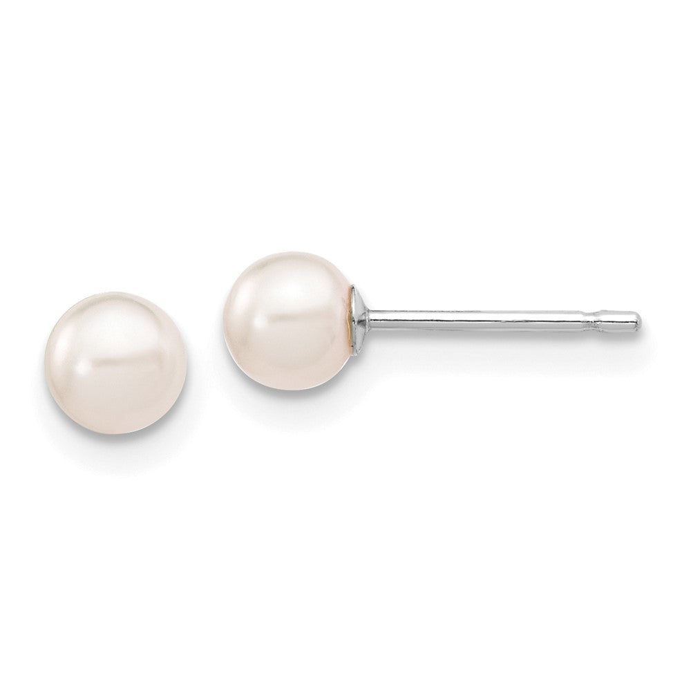 14K Weißgold 4 5mm Rund Akoya Salzwasser Zuchtperle Ohrstecker