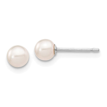 14K Weißgold 4 5mm Rund Akoya Salzwasser Zuchtperle Ohrstecker