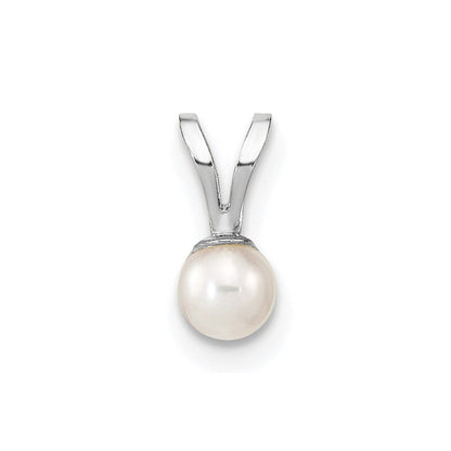 14K Weißgold Wg 3-4mm Rund Weiß Süßwasser Zuchtperle Anhänger
