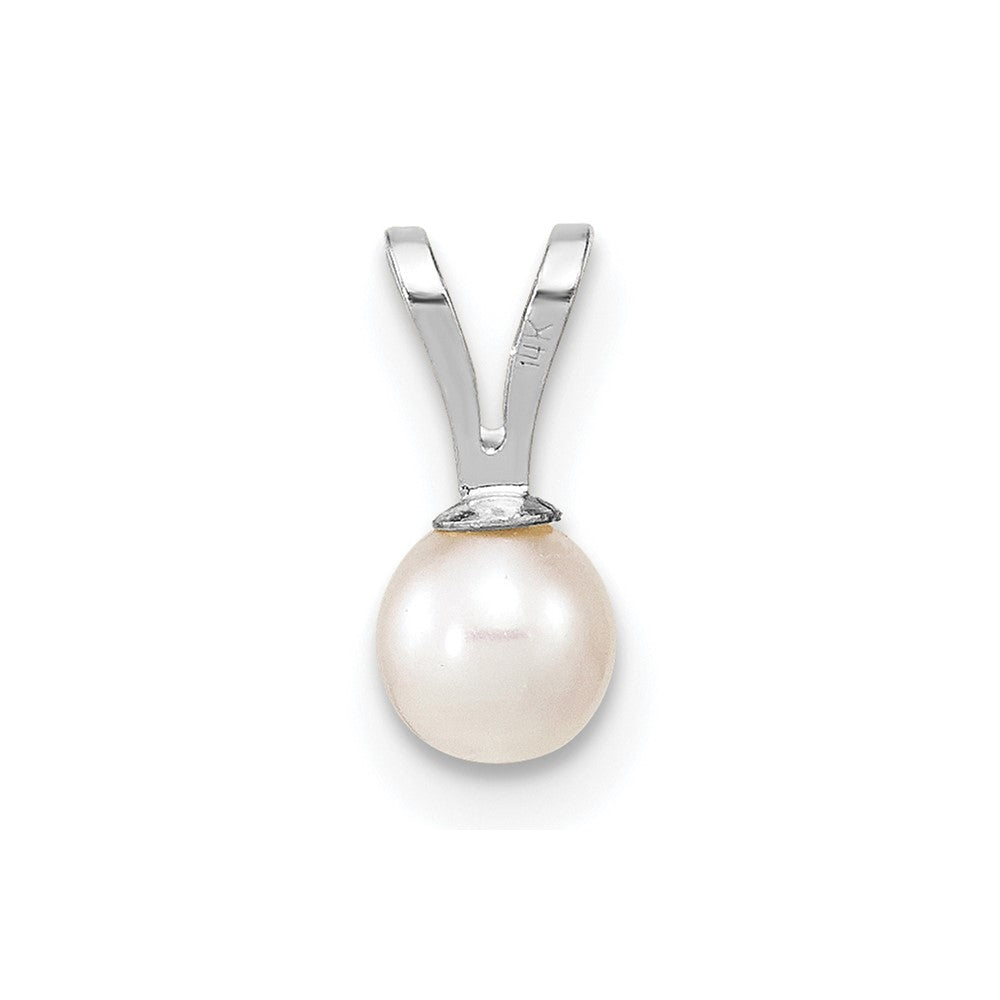 14K Weißgold Wg 4-5mm Rund Weiß Süßwasser Zuchtperle Anhänger
