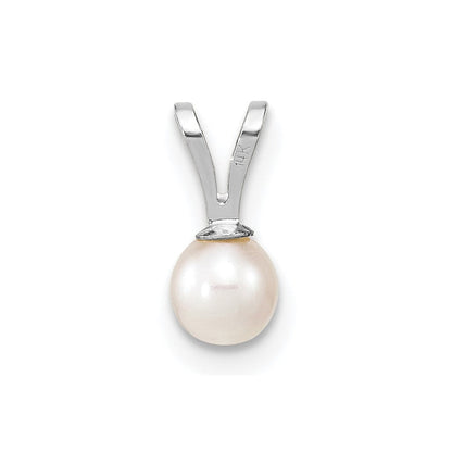 14K Weißgold Wg 4-5mm Rund Weiß Süßwasser Zuchtperle Anhänger