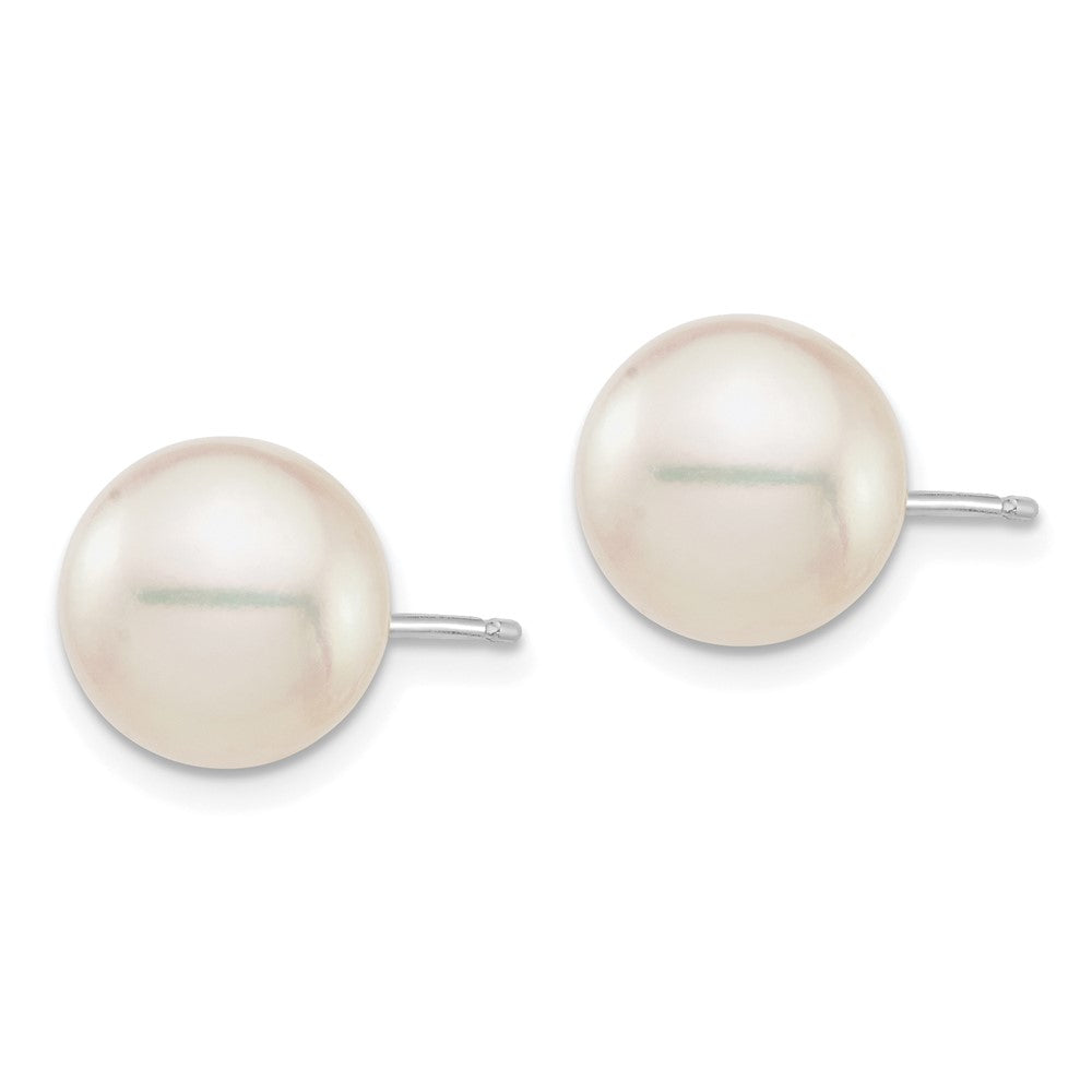 14K Weißgold 9 10mm Rund Akoya Salzwasser Zuchtperle Ohrstecker