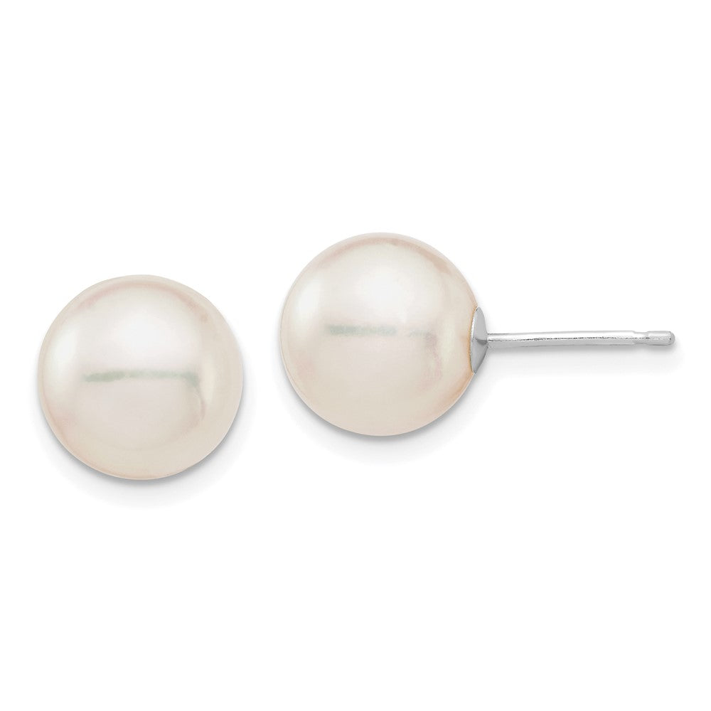 14K Weißgold 9 10mm Rund Akoya Salzwasser Zuchtperle Ohrstecker