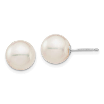 14K Weißgold 9 10mm Rund Akoya Salzwasser Zuchtperle Ohrstecker