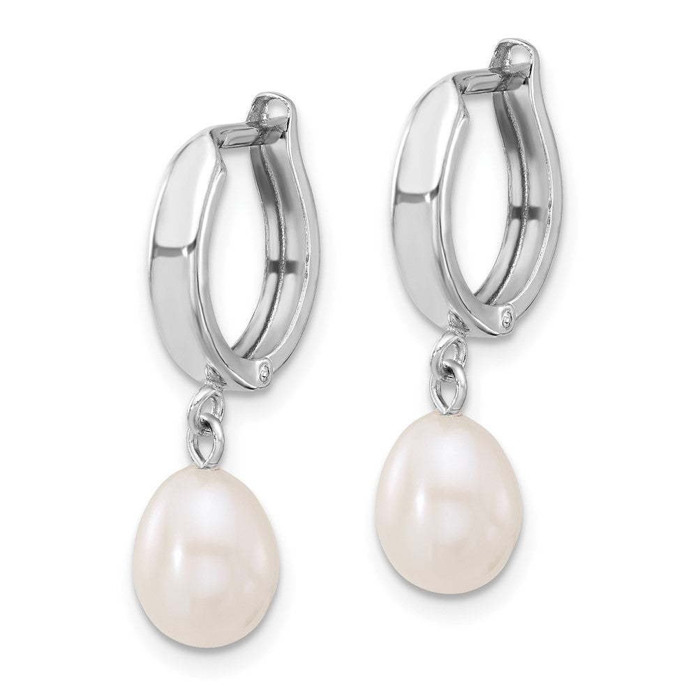 14K Weißgold 6 7mm Tropfen Süßwasser Zuchtperle Creole Ohrhänger