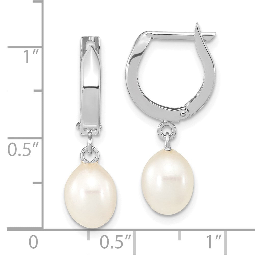 14K Weißgold 6 7mm Tropfen Süßwasser Zuchtperle Creole Ohrhänger