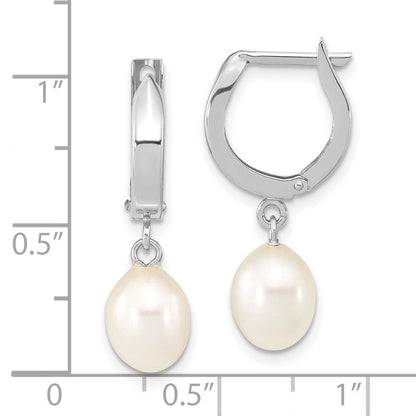 14K Weißgold 6 7mm Tropfen Süßwasser Zuchtperle Creole Ohrhänger