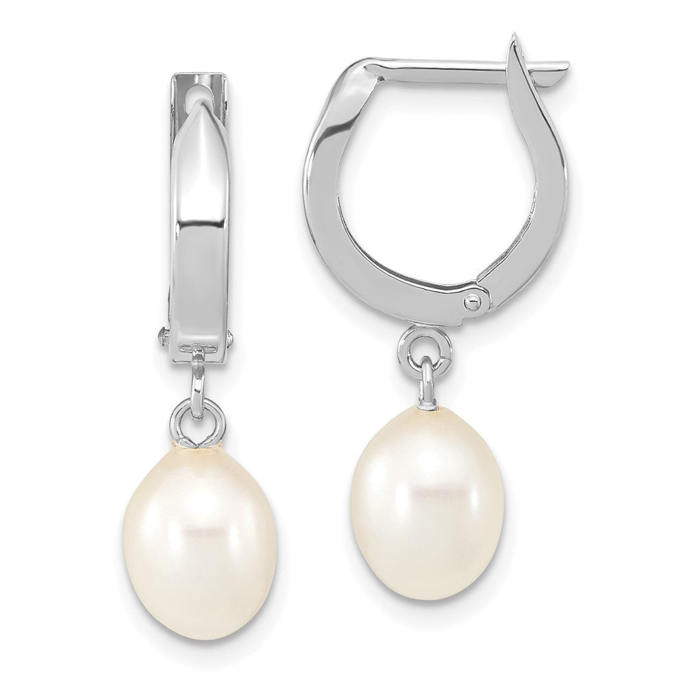 14K Weißgold 6 7mm Tropfen Süßwasser Zuchtperle Creole Ohrhänger