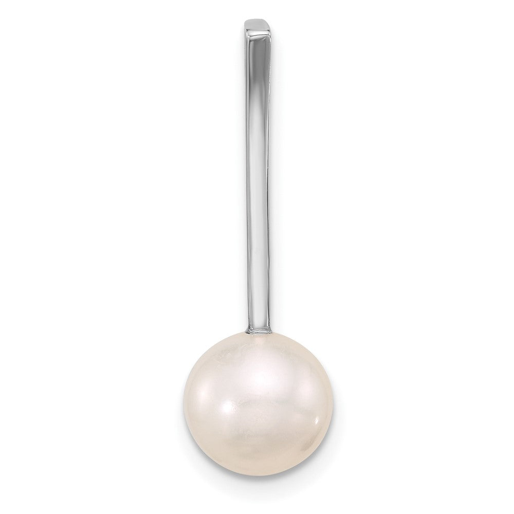 14K Weißgold 8-9mm Rund Süßwasser Zuchtperle Tropfen Kette Anhänger