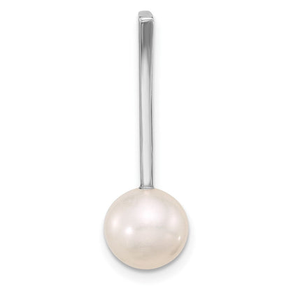 14K Weißgold 8-9mm Rund Süßwasser Zuchtperle Tropfen Kette Anhänger