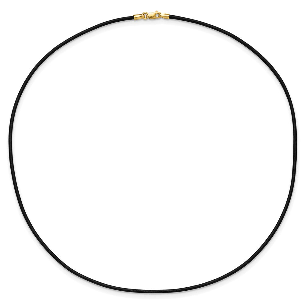 14K Gelbgold 1.5mm 16 Zoll Schwarz Leder Kordel Halskette