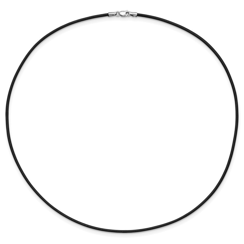 14K Weißgold 1.5mm 16 Zoll Schwarz Leder Kordel Halskette