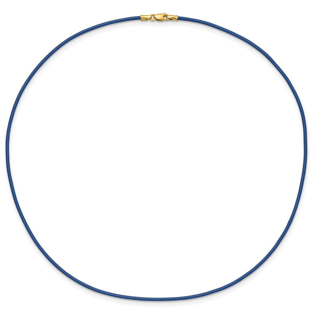 14K Gelbgold 1.6mm 16 Zoll Royal Blau Leder Kordel Halskette