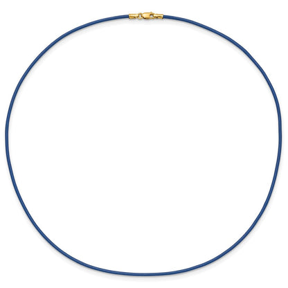 14K Gelbgold 1.6mm 16 Zoll Royal Blau Leder Kordel Halskette