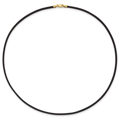 14K Gelbgold 2mm 16 Zoll Schwarz Leder Kordel Halskette