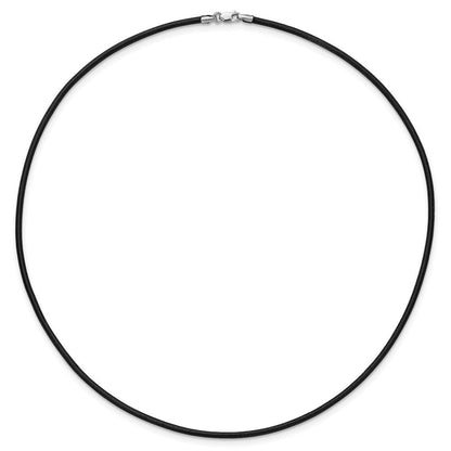 14K Weißgold 2mm 16 Zoll Schwarz Leder Kordel Halskette