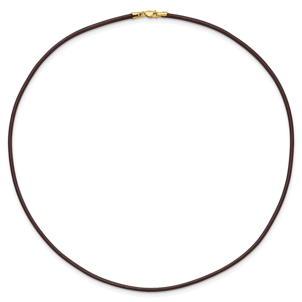 14K Gelbgold 2mm 16 Zoll Braun Leder Kordel Halskette