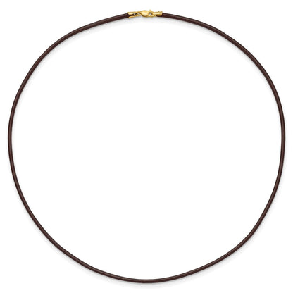 14K Gelbgold 2mm 16 Zoll Braun Leder Kordel Halskette