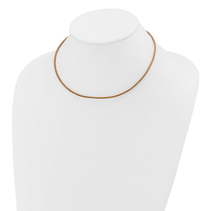 14K Gelbgold 2mm 16 Zoll Natürlich Leder Kordel Halskette