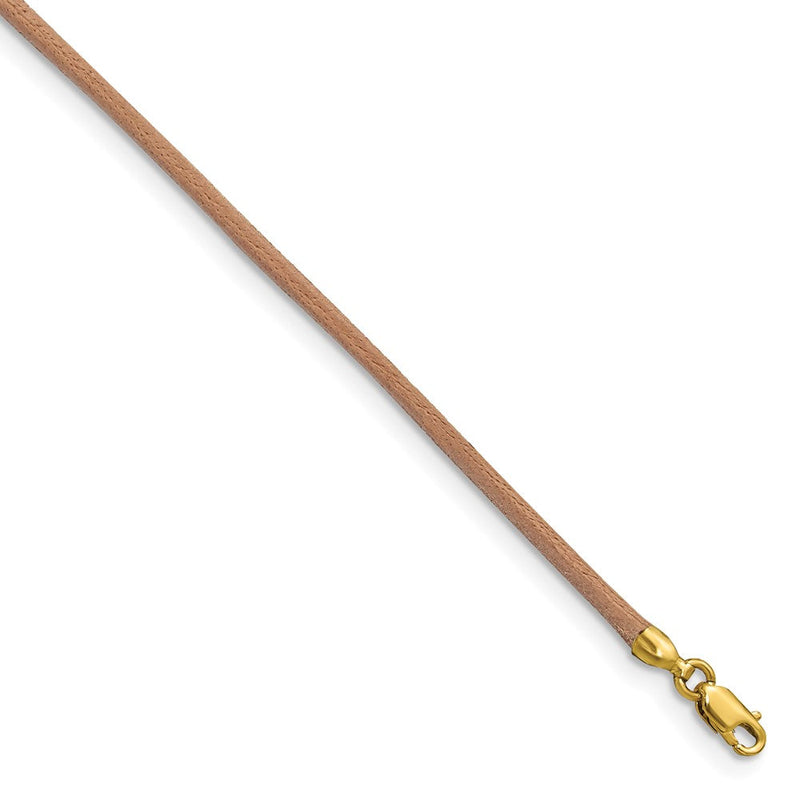 14K Gelbgold 2mm 16 Zoll Natürlich Leder Kordel Halskette