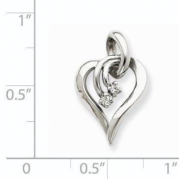 14K Weißgold Diamant-Herz