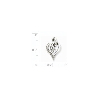 14K Weißgold Diamant Herz Anhänger