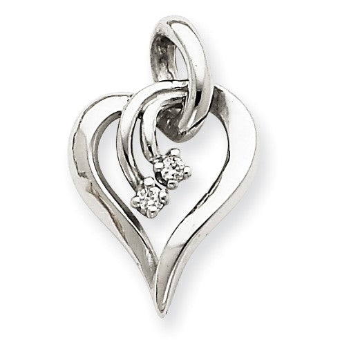 14K Weißgold Diamant-Herz