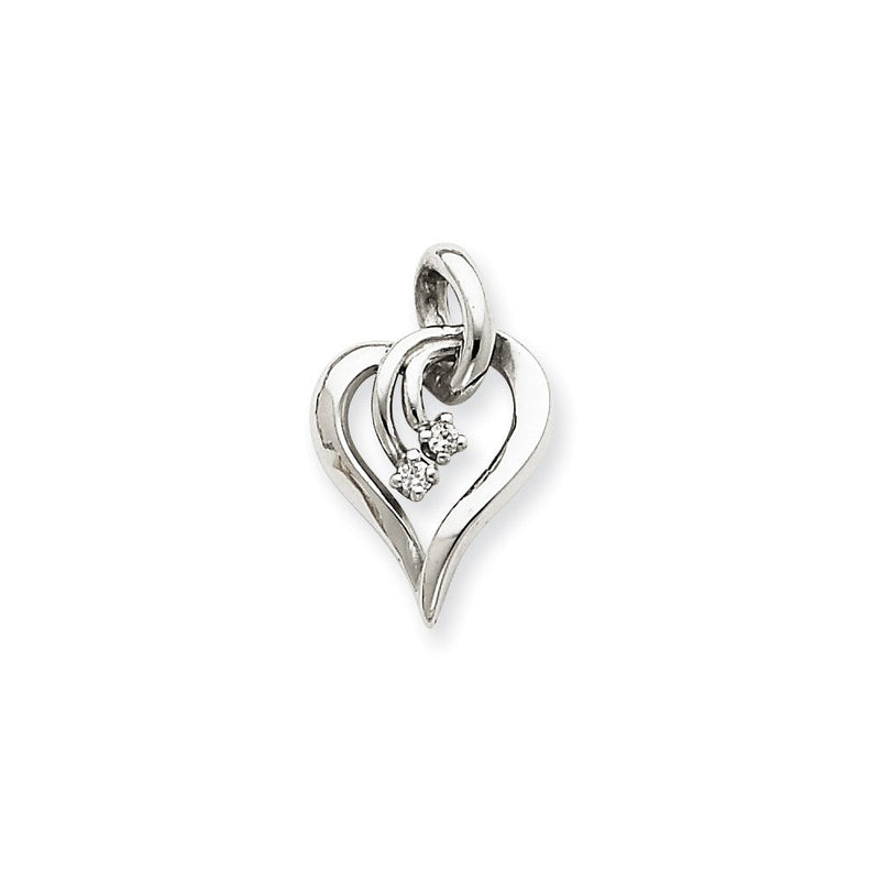 14K Weißgold Herz-Anhänger mit AA-Diamant
