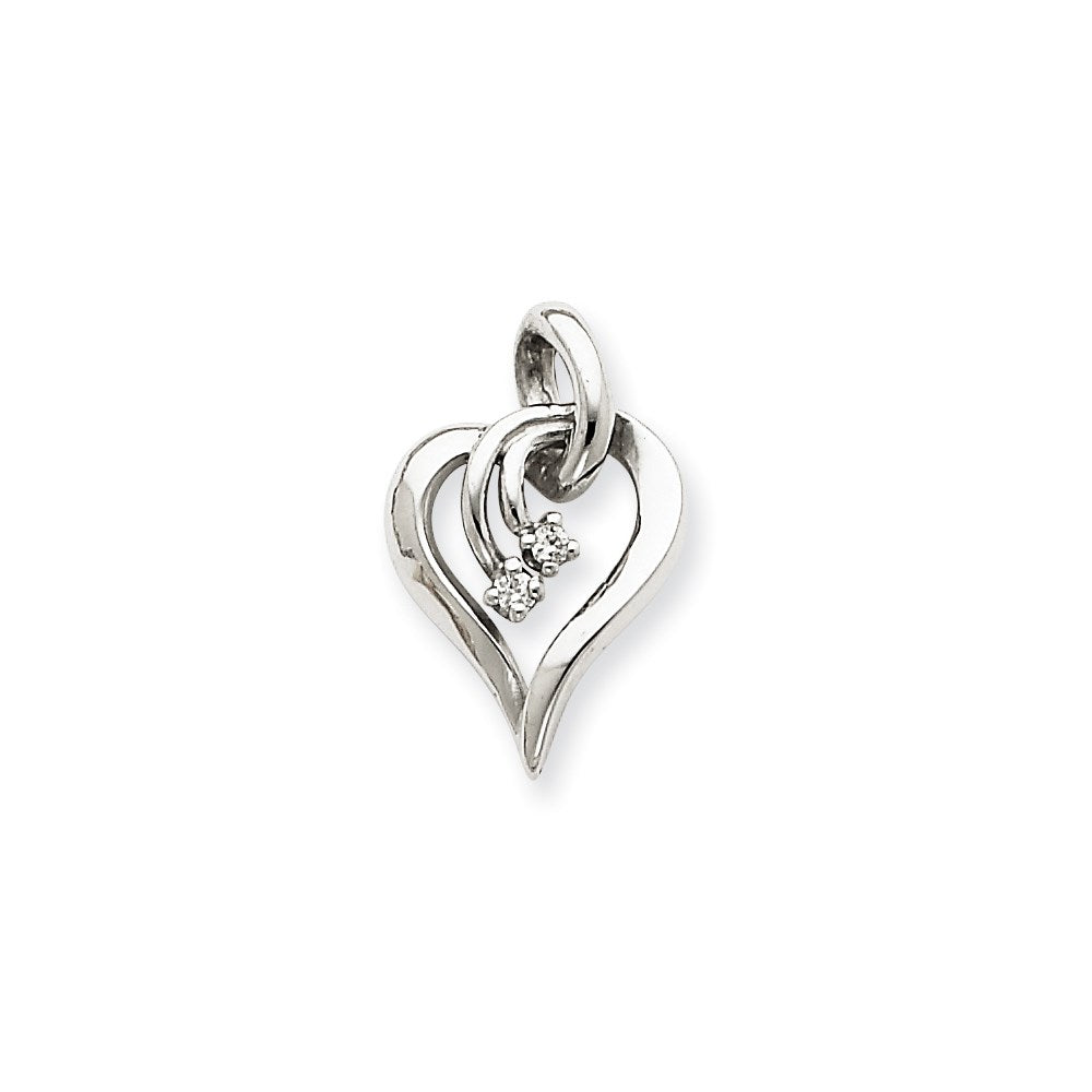 14K Weißgold Diamant Herz Anhänger