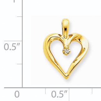 14K Gelbgold Herz-Anhänger mit Diamant