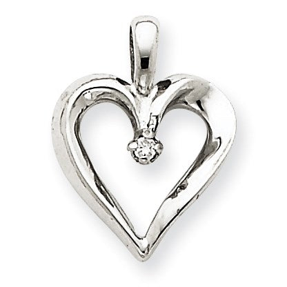 14K Weißgold Anhänger Herz mit Diamant