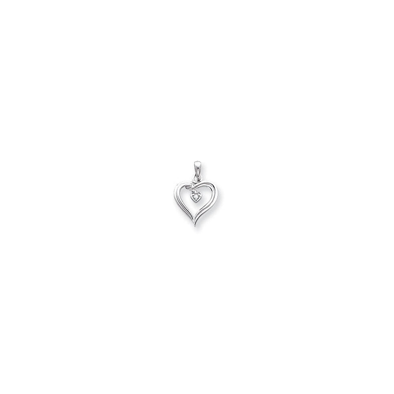 14K Weißgold AA Diamant-Herzanhänger