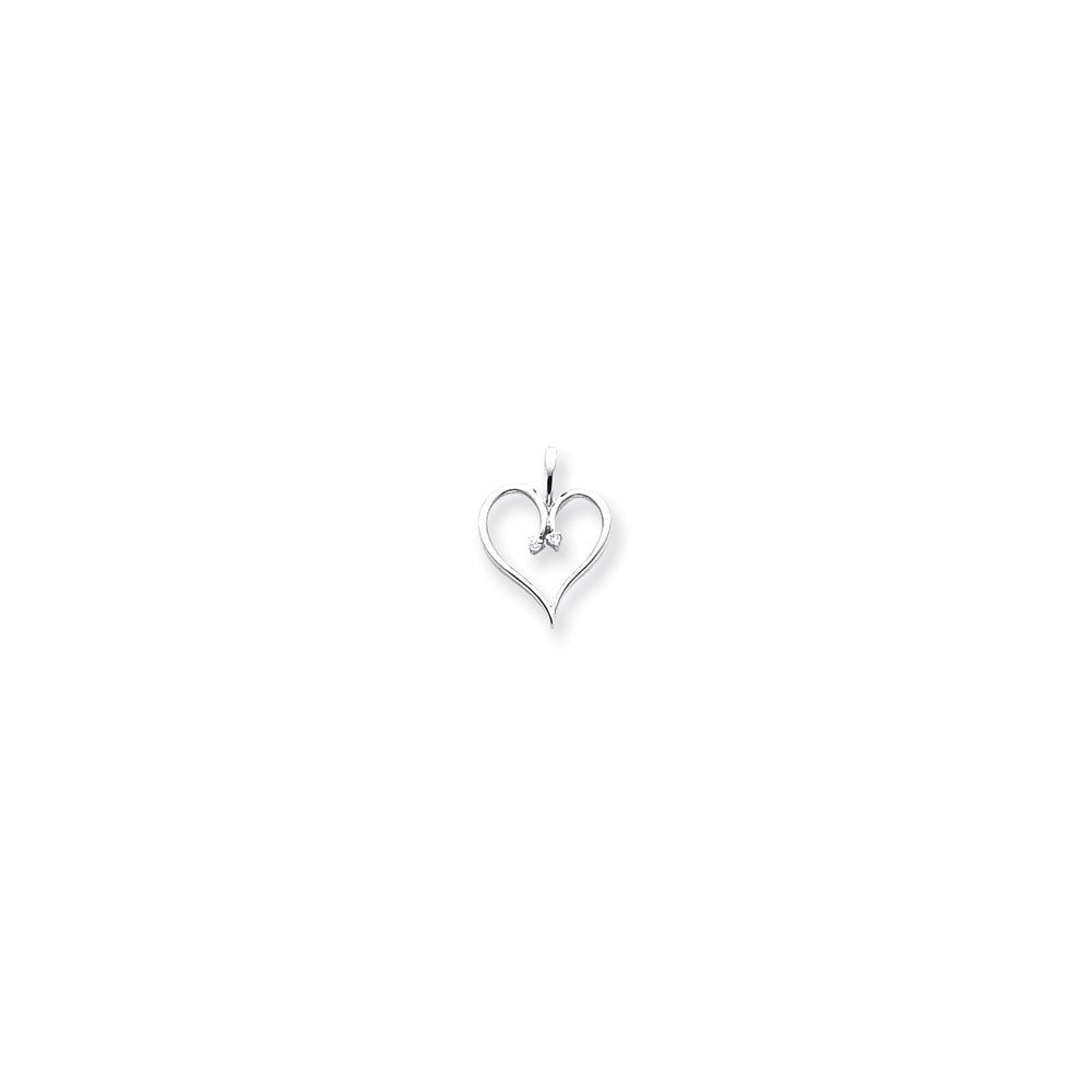 14K Weißgold Diamant-Herzanhänger