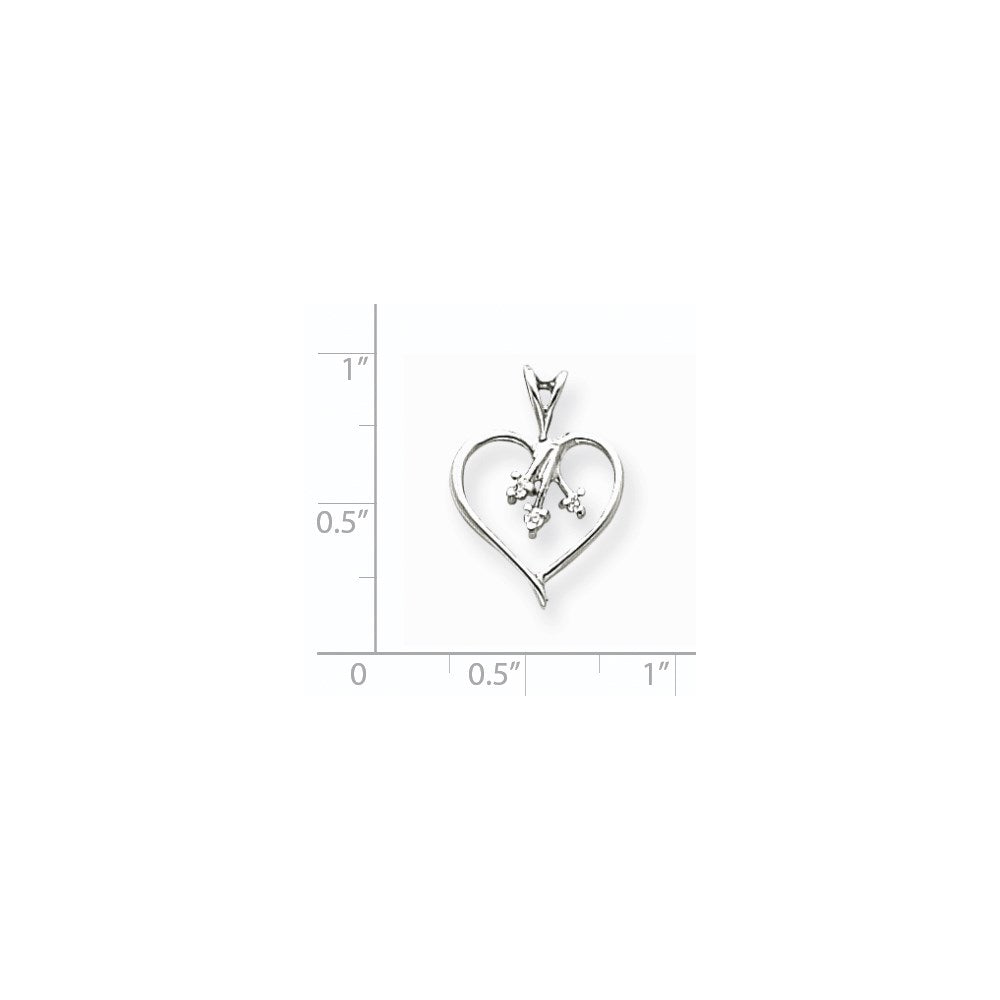 14K Weißgold Diamant-Herz-Anhänger