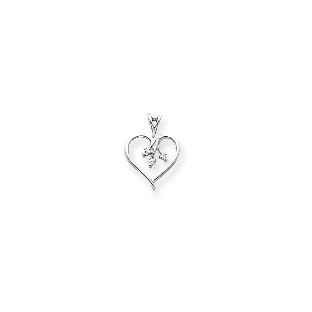 14K Weißgold Diamant-Herz-Anhänger