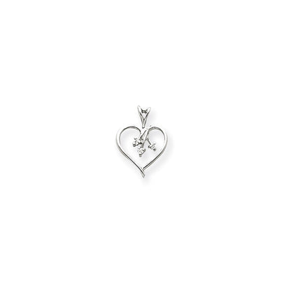 14K Weißgold Diamant-Herz-Anhänger